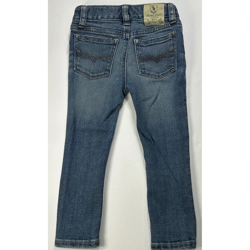 Ralph Lauren Bowery Skinny Jeans Kids 2/2T Denim Blue‎ Cotton Blend EUC Preppy